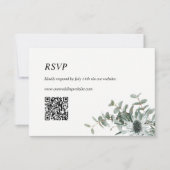 Bruiloft RSVP Kaart met QR Code Sage Groene Distel (Voorkant)