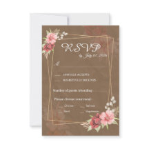 Bruiloft RSVP kaart met rustieke bloemmotieven