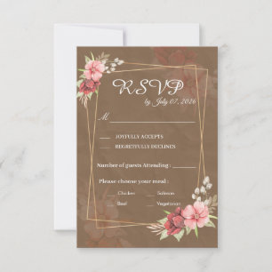 Bruiloft RSVP kaart met rustieke bloemmotieven