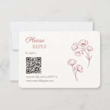 Bruiloft RSVP kaart Scarlet Poppy