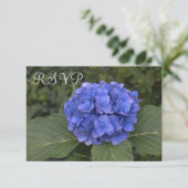 Bruiloft RSVP Kaarten Blue Hydrangea Bloemen Kaartje (Staand voorkant)
