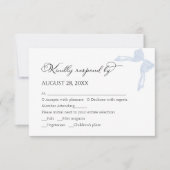 Bruiloft RSVP Kaarten | Dusty Blue Bow kalligrafie (Voorkant)