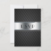 Bruiloft RSVP Kaarten, Elegant Zwart en Zilver (Voorkant)
