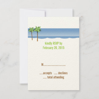 Bruiloft RSVP Kaarten met Palmboom Strand Kaartje