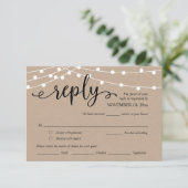 Bruiloft RSVP, Maaltijdopties, Kraft String Lights Informatiekaartje (Staand voorkant)
