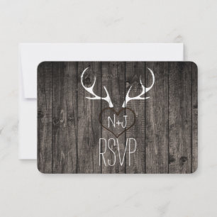 Bruiloft RSVP met Herten Geweien & Gesneden Hart Kaart
