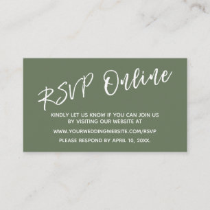 Bruiloft RSVP Online Casual Handschrift Olijfgroen Informatiekaartje