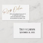 Bruiloft RSVP Online Goud Elegant Handschrift Informatiekaartje (Voorkant / Achterkant)
