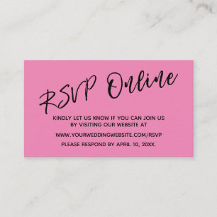Bruiloft RSVP Online Handschrift Bright Pink Informatiekaartje