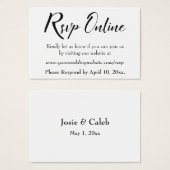 Bruiloft RSVP Online invoegen Zwart Script, Wit, 1 Visitekaartjes (Voorkant /achterkant)