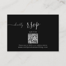 Bruiloft RSVP Pack | QR-code minimalistisch zwart