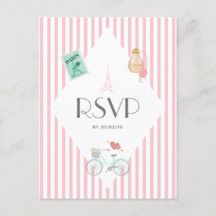 Bruiloft RSVP Parijs thema Uitnodiging Briefkaart