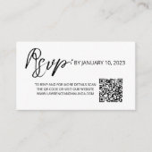 Bruiloft RSVP QR Code Eenvoudige Clean Minimalist Informatiekaartje (Voorkant)