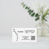 Bruiloft RSVP | QR Code Minimalist Clean Simple En Informatiekaartje (Staand voorkant)