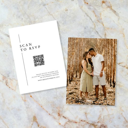 Bruiloft RSVP QR Code Minimalist Clean Simple Informatiekaartje