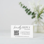 Bruiloft RSVP QR Code Minimalist Informatiekaartje (Staand voorkant)