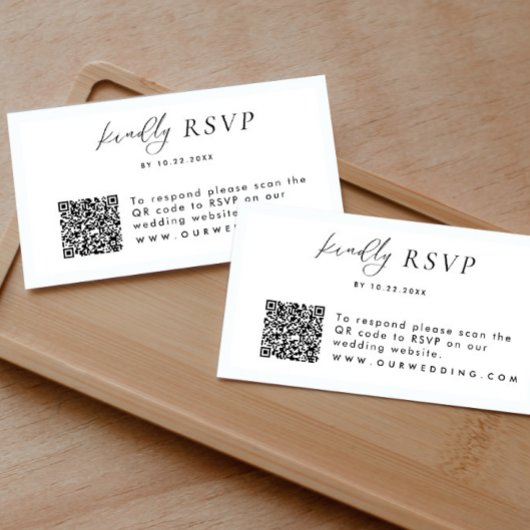 Bruiloft RSVP QR Code Modern Eenvoudige Behuizing  Informatiekaartje