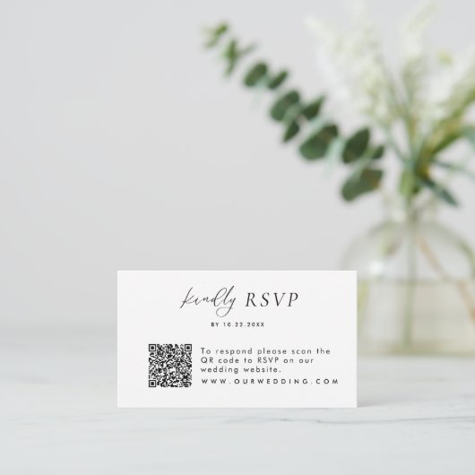 Bruiloft RSVP QR Code Modern Eenvoudige Behuizing  Informatiekaartje (Staand voorkant)