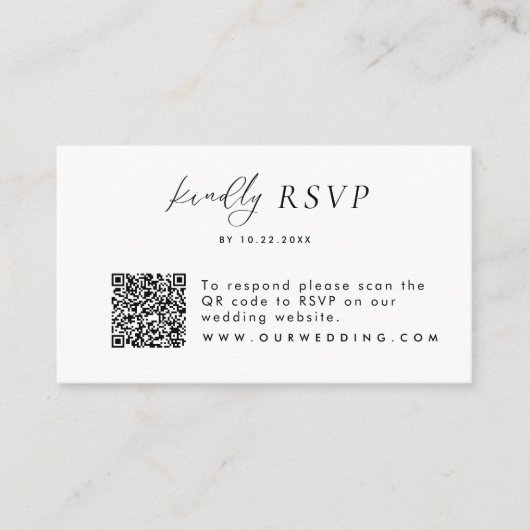 Bruiloft RSVP QR Code Modern Eenvoudige Behuizing  Informatiekaartje (Voorkant)
