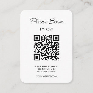 Bruiloft RSVP, QR Code Modern Minimalistisch Eenvo Informatiekaartje