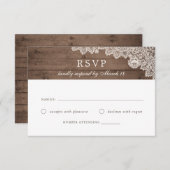 Bruiloft RSVP-reactiekaart van rustiek hout met ka Kaart (Voorkant / Achterkant)