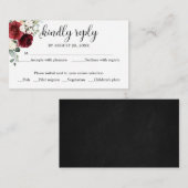 Bruiloft RSVP Rustiek Krijt Bourgogne Bloemen Informatiekaartje (Voorkant / Achterkant)