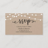 Bruiloft RSVP, rustieke Kraft String Lights Informatiekaartje (Voorkant)