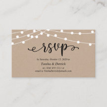 Bruiloft RSVP, rustieke Kraft String Lights