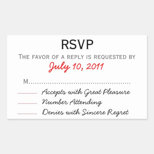 Bruiloft RSVP Sticker (Voorkant)