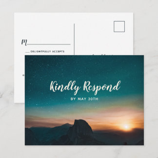 Bruiloft RSVP voor een moderne sterrenhemel en ber Uitnodiging Briefkaart