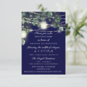 Bruiloft Rustiek Hout Goud Navy Potten Lichten Kaart (Staand voorkant)