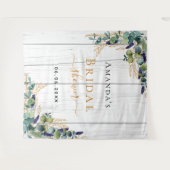 Bruiloft rustieke eucalyptus groen monogram wandkleed (Voorkant (horizontaal))