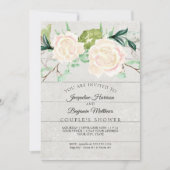 Bruiloft Rustieke Hout Aquarel Ivoren Rozen Kaart (Voorkant)