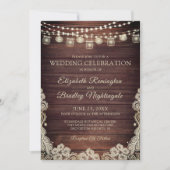 Bruiloft Rustieke Houten Lichten Mason Jars Kant Kaart (Voorkant)