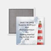 Bruiloft Save the Date Beach Clouds Vuurtoren Magneet (Voorkant / Achterkant)