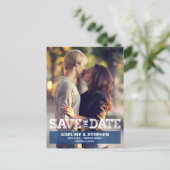  bruiloft Save the Date - Blauw Aankondigingskaart (Staand voorkant)