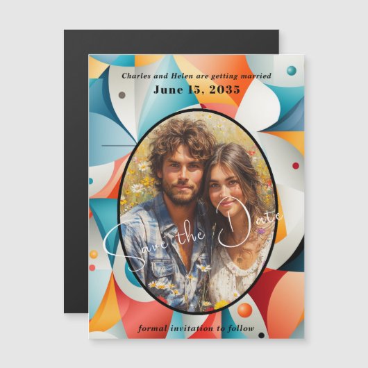 Bruiloft, Save the Date, Fotomagneet (Voorkant / Achterkant)