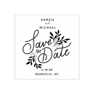 Bruiloft Save the Date Hand Lettered Botanical Rubberstempel
