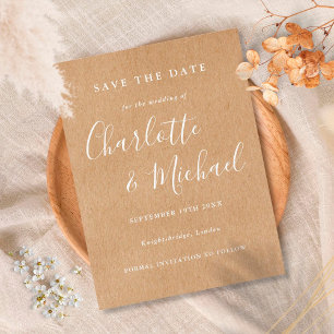Bruiloft Save the Date Kaart met Rustieke Kraft Ui