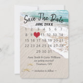 Bruiloft Save the Date Kalender op Ocean Seashore Kaart (Voorkant)