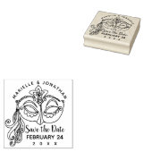 Bruiloft Save the Date Maskerade Masker Mardi Gras Rubberstempel (Gestempeld)