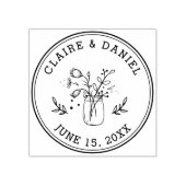 Bruiloft Save the Date Mason Jar Flowers Rubberstempel (Afrduk)