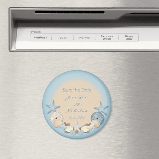 Bruiloft Save the Date Tropische Beach Shells Magneet (Insitu (Vaatwasser))