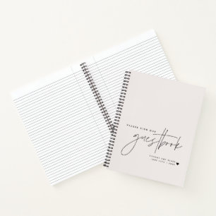 Bruiloft Script Calligrafie Ecru Gast Notitieboek