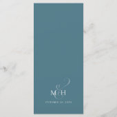 Bruiloft Script Menu Minimalistisch Blauw (Achterkant)