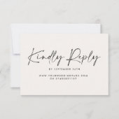 Bruiloft script modern zwart wit elegant antwoord kaart (Voorkant)