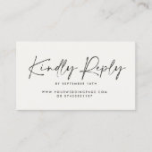 Bruiloft script modern zwart wit elegant antwoord visitekaartje (Voorkant)