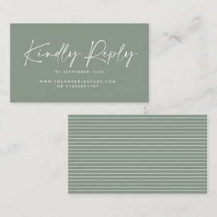 Bruiloft script moderne salie groen elegant antwoo visitekaartje