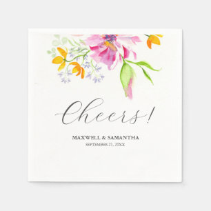 Bruiloft servetten botanische roze bloemen