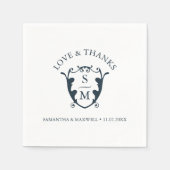 Bruiloft servetten Sjabloon Custom Monogram Crest (Voorkant)